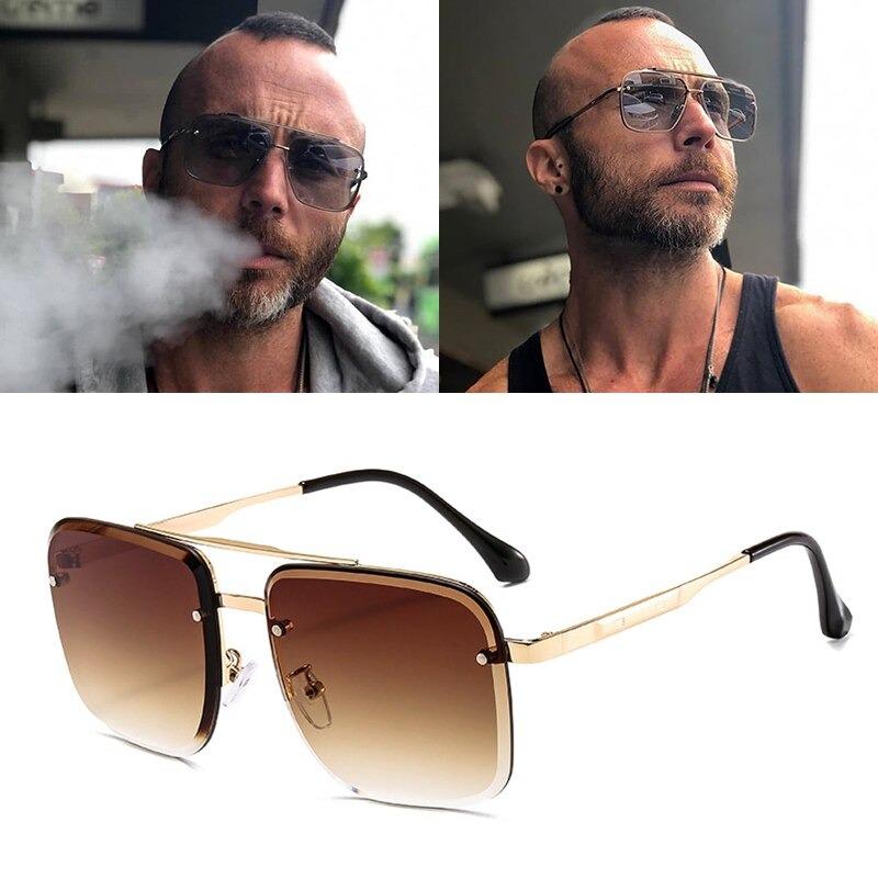 Tint Gradient Fashion Cool Square Pilot Style Rivets Sunglasses For Men And Women-Unique and Classy