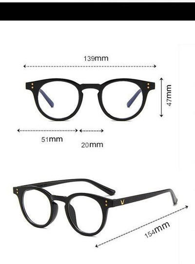 New Vintage Fashion Anti Blue Blocking Round Clear Classic Rivets Lens Eyeglasses Spectacle Frame For Men And Women