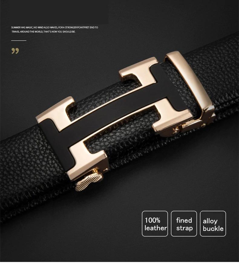 Designer H Pattern Leather Strap Belt Luxury Brand For Men