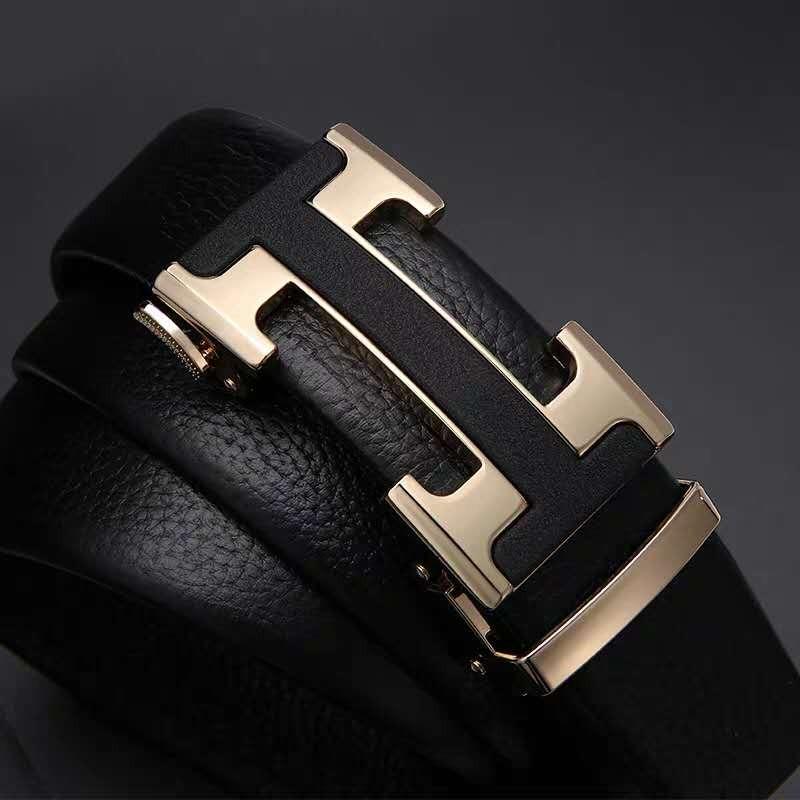 Designer H Pattern Leather Strap Belt Luxury Brand For Men