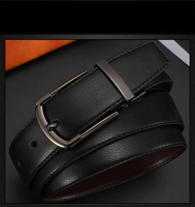 Men Genuine Leather Reversible Buckle Brown and Black Business Dress Belts for Men-Unique and Classy
