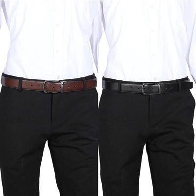Men Genuine Leather Reversible Buckle Brown and Black Business Dress Belts for Men-Unique and Classy