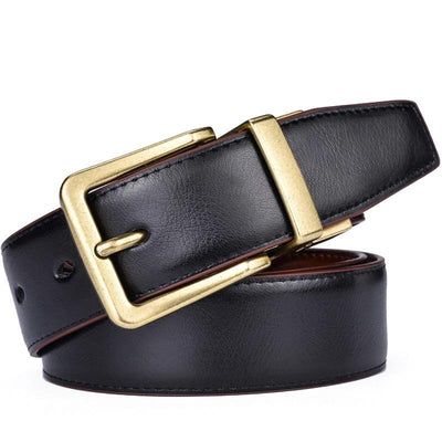 Men's Leather Reversible Belts Adjustable Antique Style Rotated Buckle 2 In 1-Unique and Classy