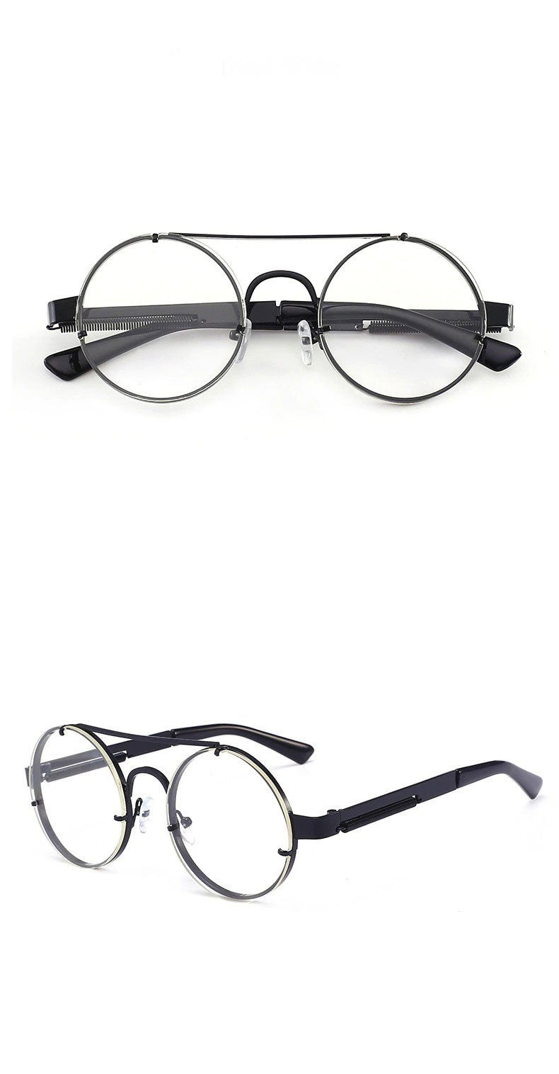 Vintage Round Steampunk Brand Blue Blocking UV400 Metal Designer Eyeglasses Spectacle Frame For Men And Women