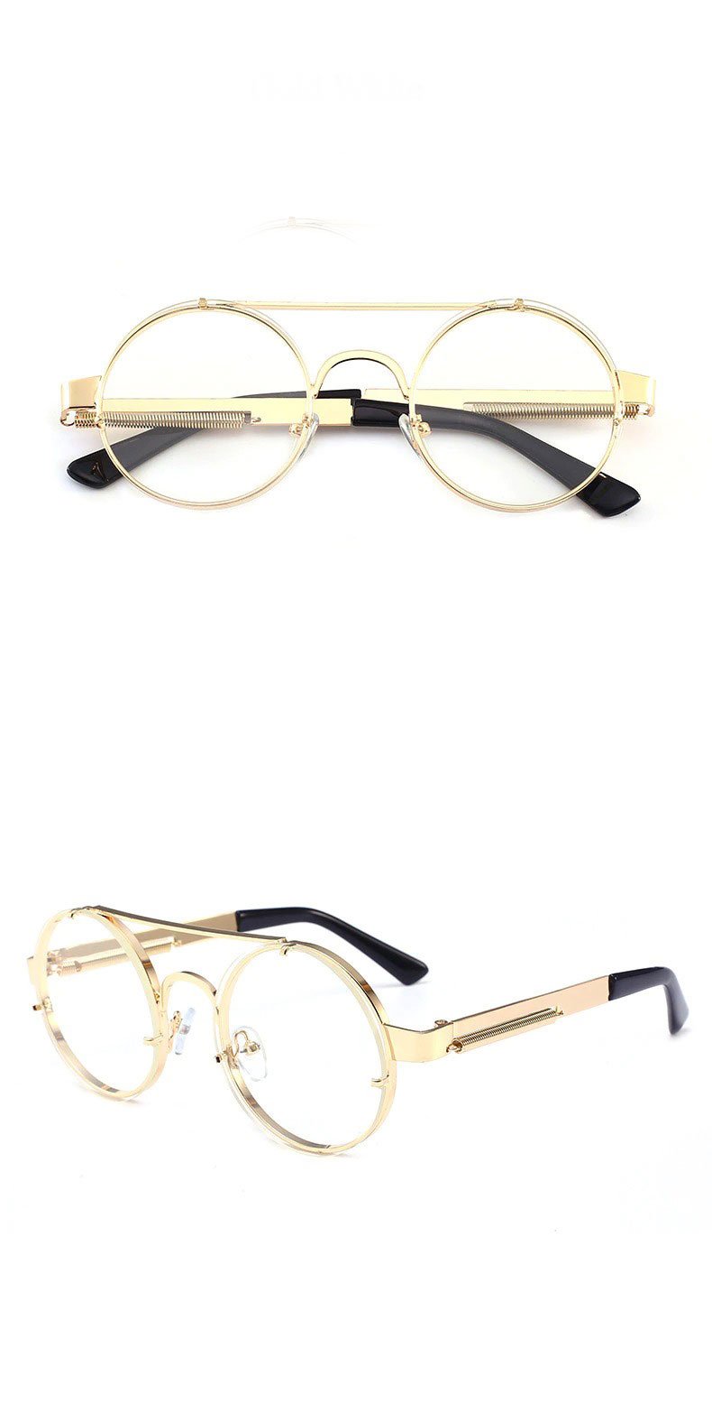 Vintage Round Steampunk Brand Blue Blocking UV400 Metal Designer Eyeglasses Spectacle Frame For Men And Women