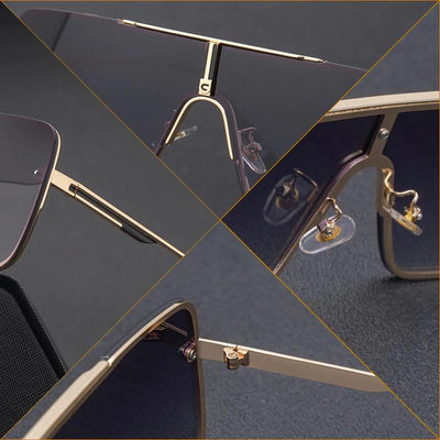 One Piece Mental Frame Square Sunglasses For Man And Women-Unique and Classy