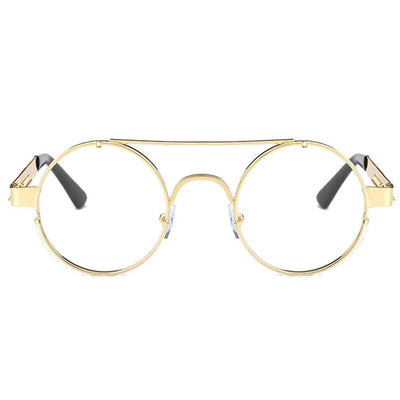 2018 Top Retro Brand Classic Flat Round Vintage Designer Metal Frame Clear Lens Sunglasses For Men And Women-Unique and Classy