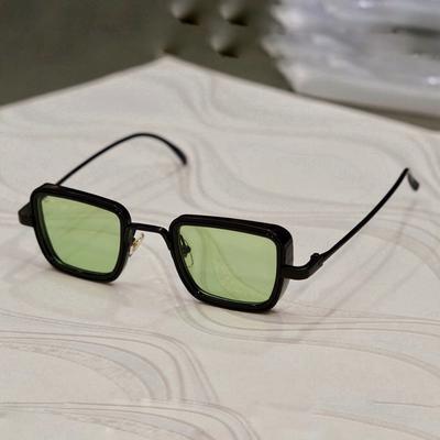 Black And Green Retro Square Sunglasses For Men And Women-Unique and Classy