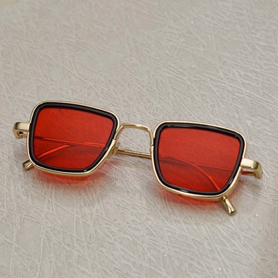 Retro Square Gold Red Sunglasses For Men And Women-Unique and Classy