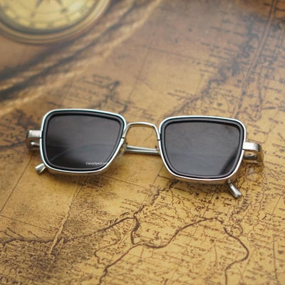 Black And Silver Retro Square Sunglasses  For Men And Women-Unique and Classy