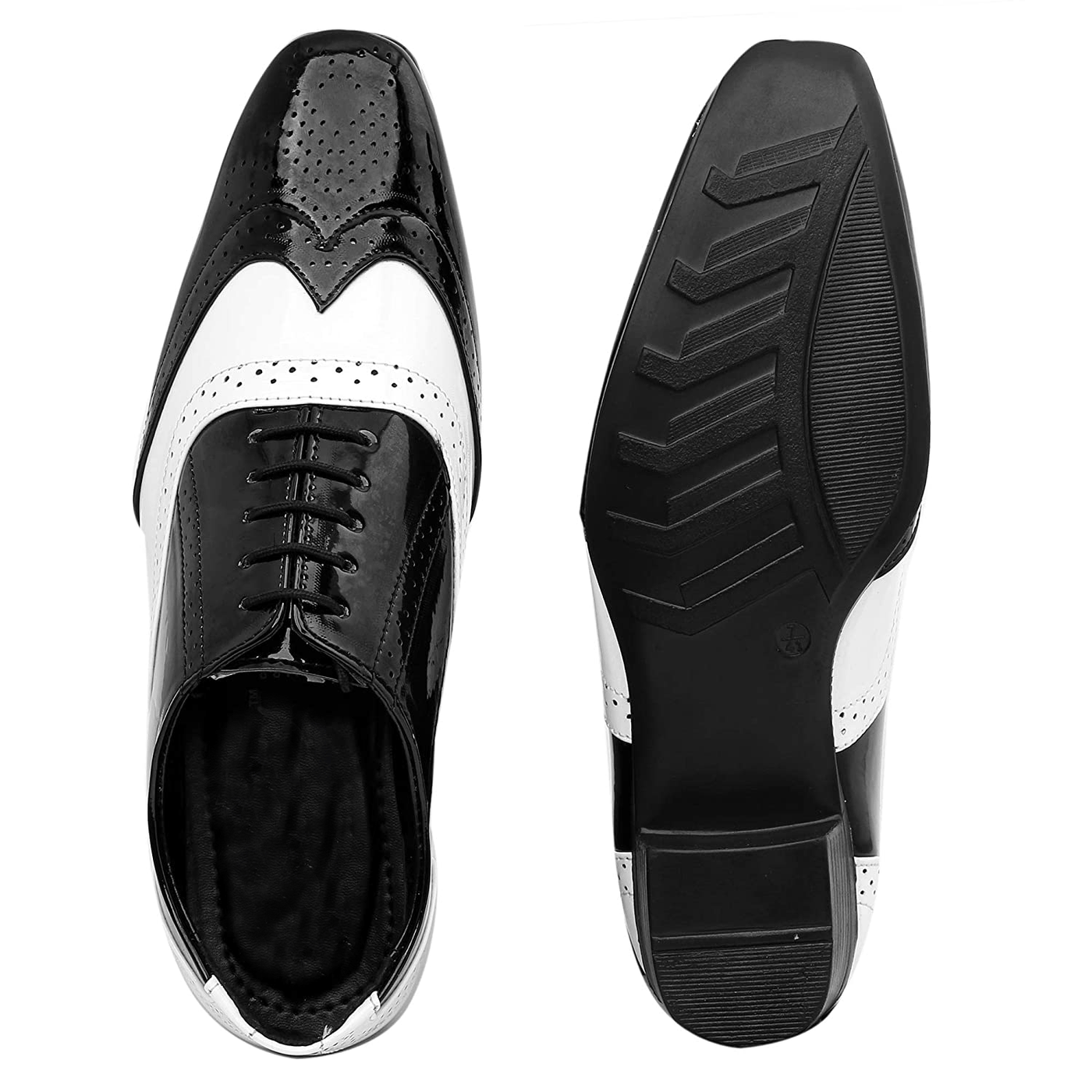 Classy Black And White Height Increasing Casual And Formal Oxford Lace-Up Shoes-Unique and Classy