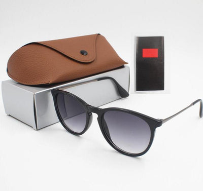 Designer Brand Black Metal Frame Round Sunglasses Eyewear