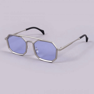 2022 Luxury Brand Vintage Steampunk Silver-Blue Square Sunglasses-Unique and Classy