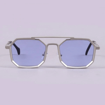 2022 Luxury Brand Vintage Steampunk Silver-Blue Square Sunglasses-Unique and Classy