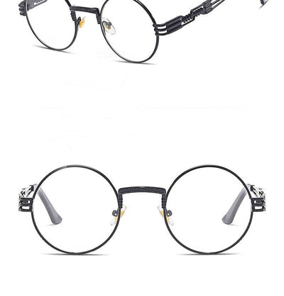 2021 Retro Round Anti Blue Light Steampunk High Quality Metal Vintage Brand Eyeglasses Spectacle Frame For Men And Women