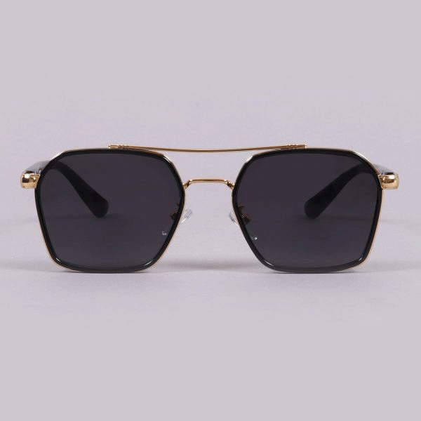 Classic Hexagon Design Gold Black Sunglasses For Unisex-Unique and Classy