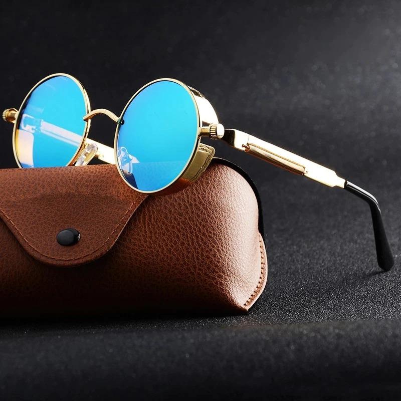 Steampunk Retro Fashion Round Metal Brand Designer Sunglasses For Unisex-Unique and Classy
