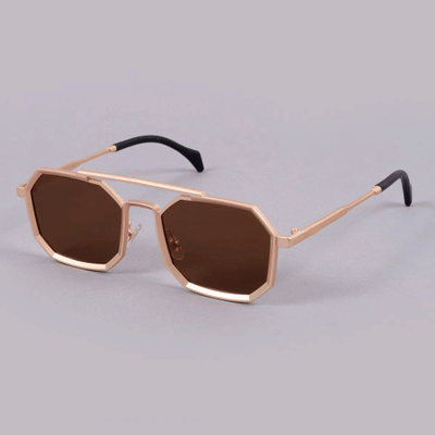 2022 Luxury Brand Vintage Steampunk Gold-Brown Square Sunglasses-Unique and Classy