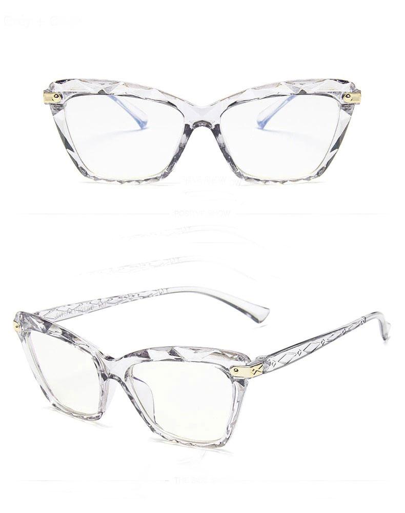 Popular Retro Cat Eye Fashion Ultralight Multi-cut Crystal Clear Lens Eyeglasses Spectacle Frame For Men And Women