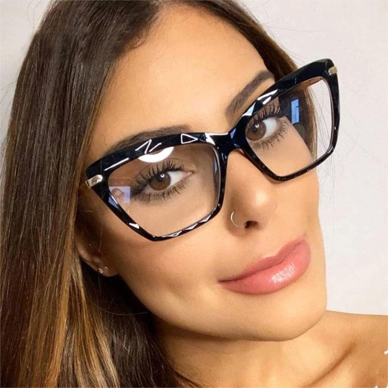 Popular Retro Cat Eye Fashion Ultralight Multi-cut Crystal Clear Lens Eyeglasses Spectacle Frame For Men And Women