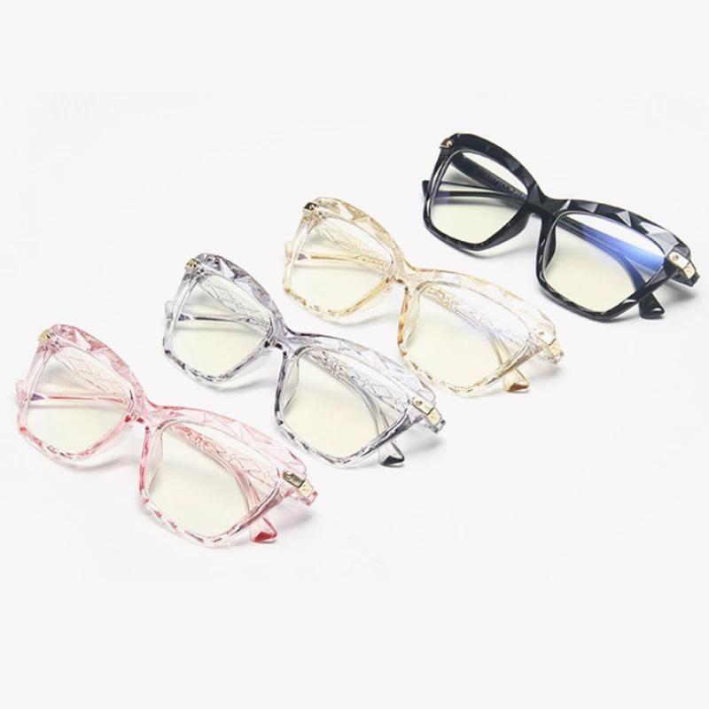 Popular Retro Cat Eye Fashion Ultralight Multi-cut Crystal Clear Lens Eyeglasses Spectacle Frame For Men And Women