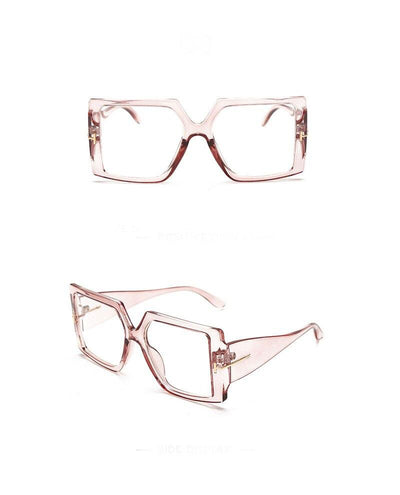 Classic Vintage Brand Retro Fashion Anti Blue Light UV400 Gradient Oversized Square Clear Lens Eyeglasses Spectacle Frame For Men And Women