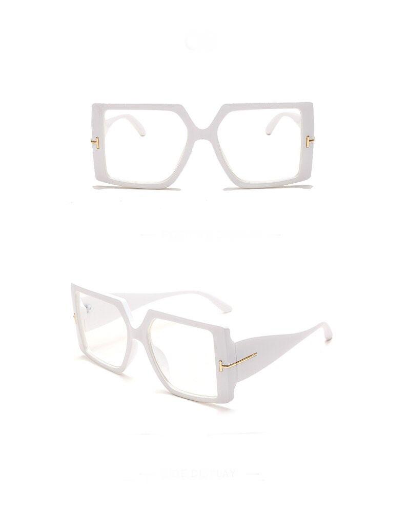 Classic Vintage Brand Retro Fashion Anti Blue Light UV400 Gradient Oversized Square Clear Lens Eyeglasses Spectacle Frame For Men And Women
