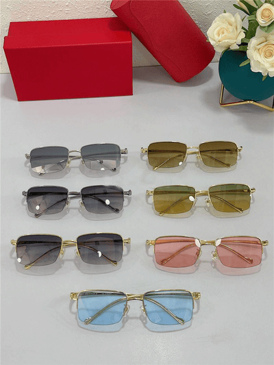 Classic Golden Square Metal Frame UV400 Lens Anti-Ultraviolet Sunglasses-Unique and Classy