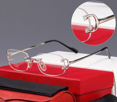 Metal Gold Rimless Square Spectacles Frame For Men And Women-Unique and Classy