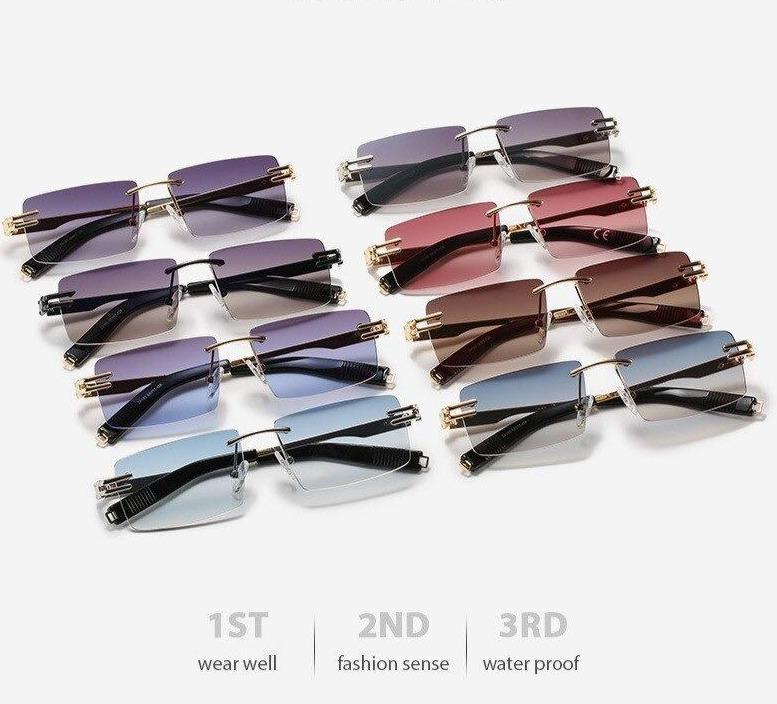 Trending Rectangle Black Blue Shades Brand Designer Fashion Small Square Sunglasses For Female Male -Unique and Classy