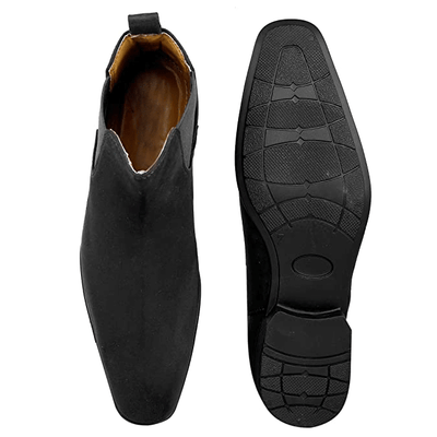 New Arrival Latest Suede Material Black Casual Chelsea Boots For Men-Unique and Classy