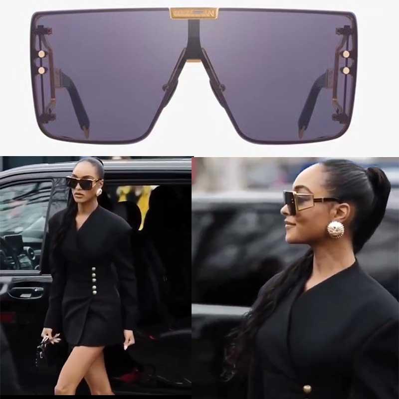 Stylish Square One-Piece Metal Frame Oversized Sunshade Mirror Star Sunglasses For Men And Women-Unique and Classy