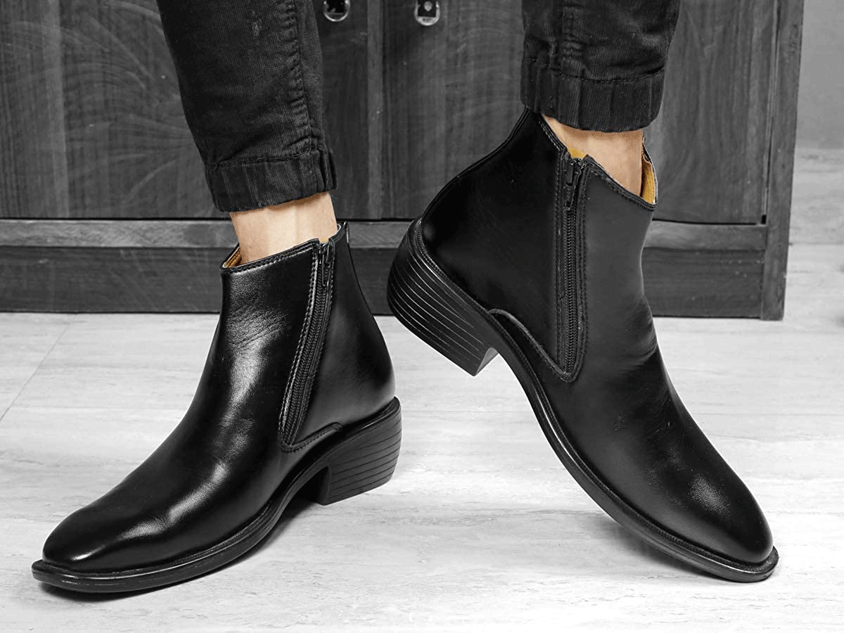 New Arrival Black Casual Formal Zipper Ankle Boots For Men-Unique and Classy