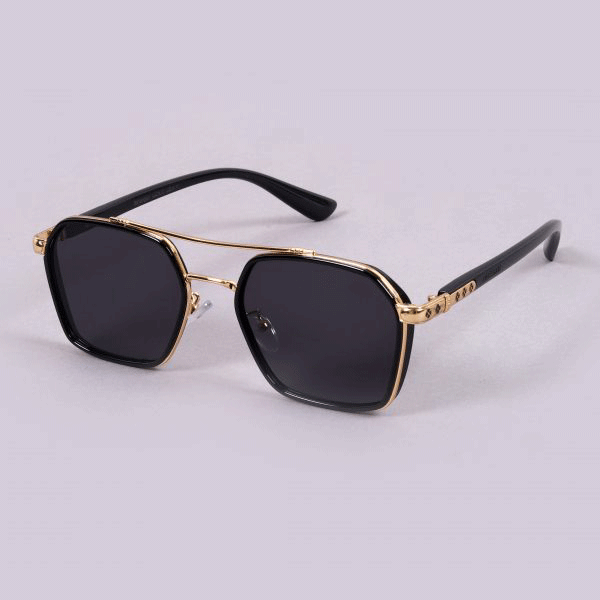 Classic Hexagon Design Gold Black Sunglasses For Unisex-Unique and Classy