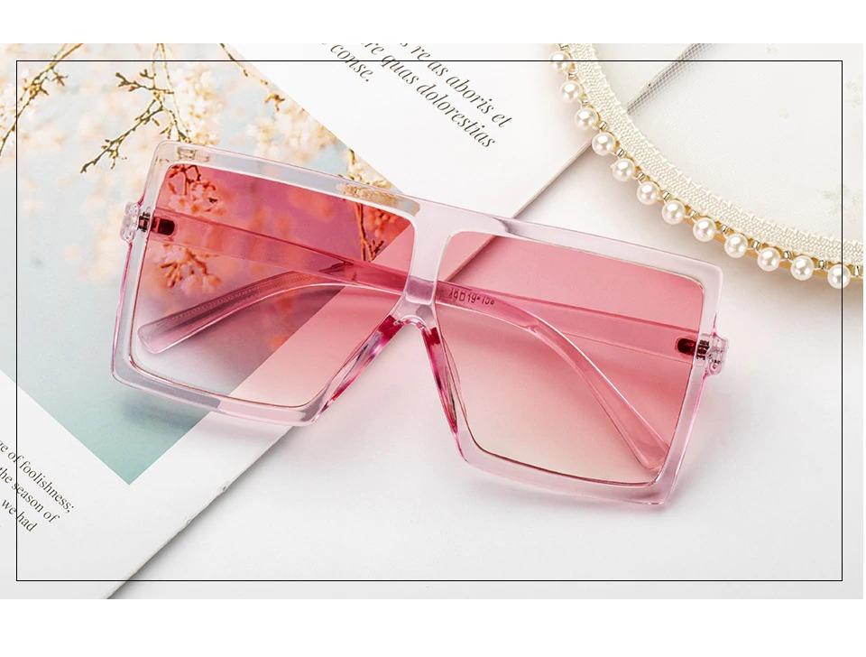 2021 NEW Fashion Square Luxury Brand Big Black Mirror Sunglasses For Men And Women-Unique and Classy