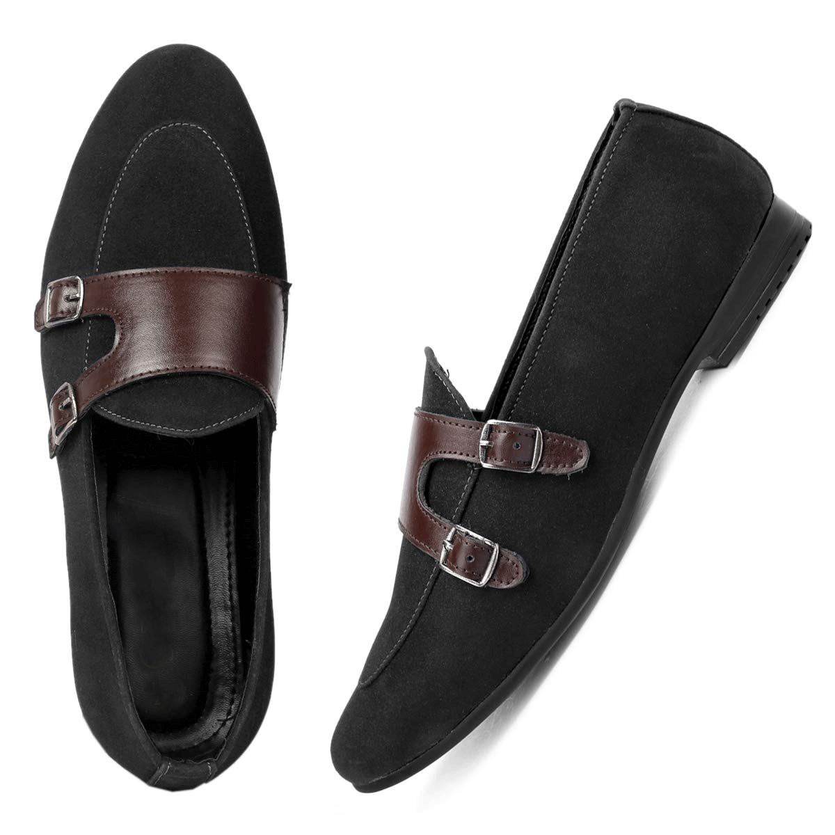 Fashionable Double Monk Suede Material Slip On Shoes For Men's-Unique and Classy