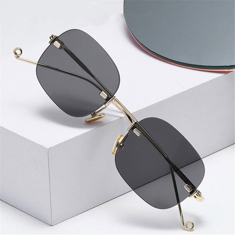 Vintage Punk Small Oval Metal Frame Classic Style Rimless Fashion Sunglasses For Men And Women-Unique and Classy